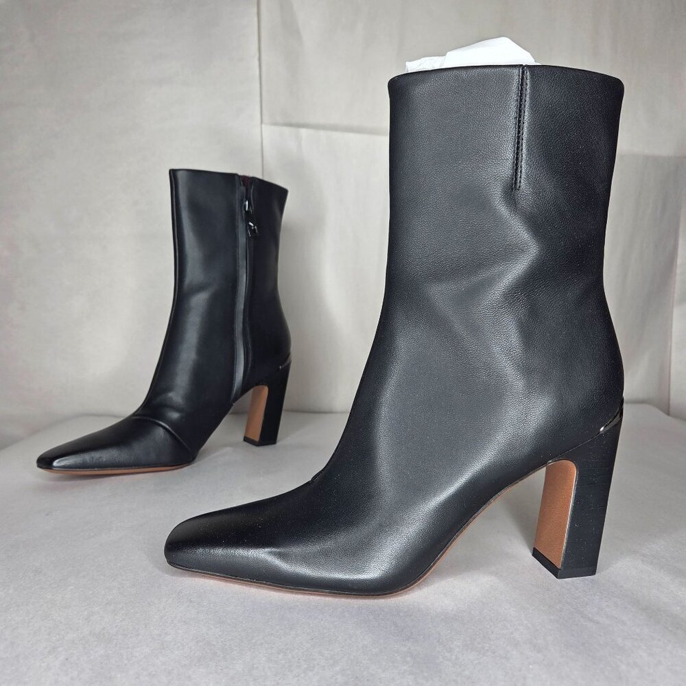 Franco Sarto Briar Black Leather Ankle Boots, Size: 8.5 M